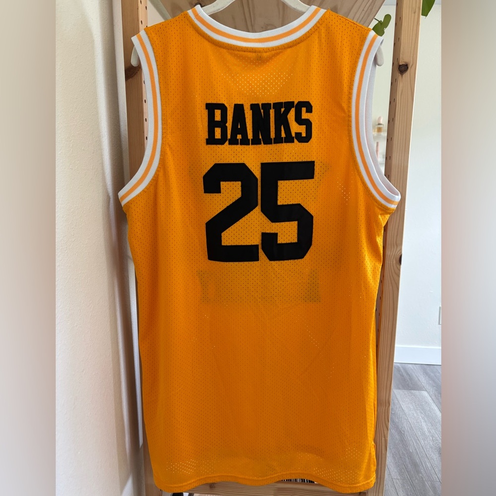 Retro Vintage Carlton Banks Bel-Air Academy Basketball Jersey M Sz Large Yellow